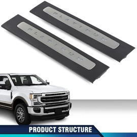 PIT66 LED Illuminated Platinum Door Sill Plate Set Compatible with Ford F250 F350 F450 F550 Super Duty Crew Cab Only 2017 2018 2019 20220 2021 2022 HC3Z-2613208-AA HC3Z-2613209-AA