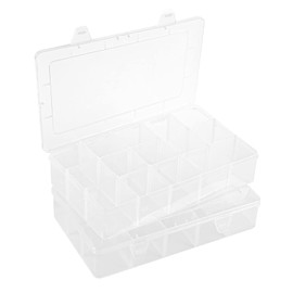 LEMESO 15 Compartments Plastic Sorting Box Plastic Box Diamond Embroidery Sorting Box Storage Box Tool Container Storage Box for Small Parts Plastic Rhinestone Beads Nails (Pack of 2)