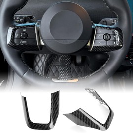 KUNGKIC Hard Carbon Fibre Car Steering Wheel Frame Steering Wheel Button Frame Decorative Sticker Indoor for Mini Cooper JO1 EV U25 Countryman F65 F66 F67 J05 Aceman 2024 2025 Accessories
