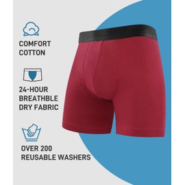 YESWEL Incontinence Underwear Long Leg For Men, 100ML Absorbent Cotton Washable Leak-Proof Reusable Boxer Brief 3 Pack (Multicolor01, X-Large)