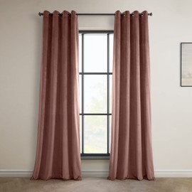 HPD Half Price Drapes Grommet Plush Velvet Curtains 96 Inches Long Room Darkening Curtains for Bedroom & Living Room (1 Panel), 50W x 96L, Wild Rose