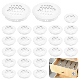 Monsully 24pcs Stainless Steel Ventilation Grille Round Ventilation Hole, 35 mm Ventilation Grille, Furniture Ventilation Grille for Ventilation of Kitchen, Bathroom, Cupboard and Wardrobe (White)