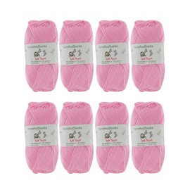 BambooMN Brand Soft Touch Yarns - Solids 10x 50g Regular Balls - Acrylic - Pink Parfait
