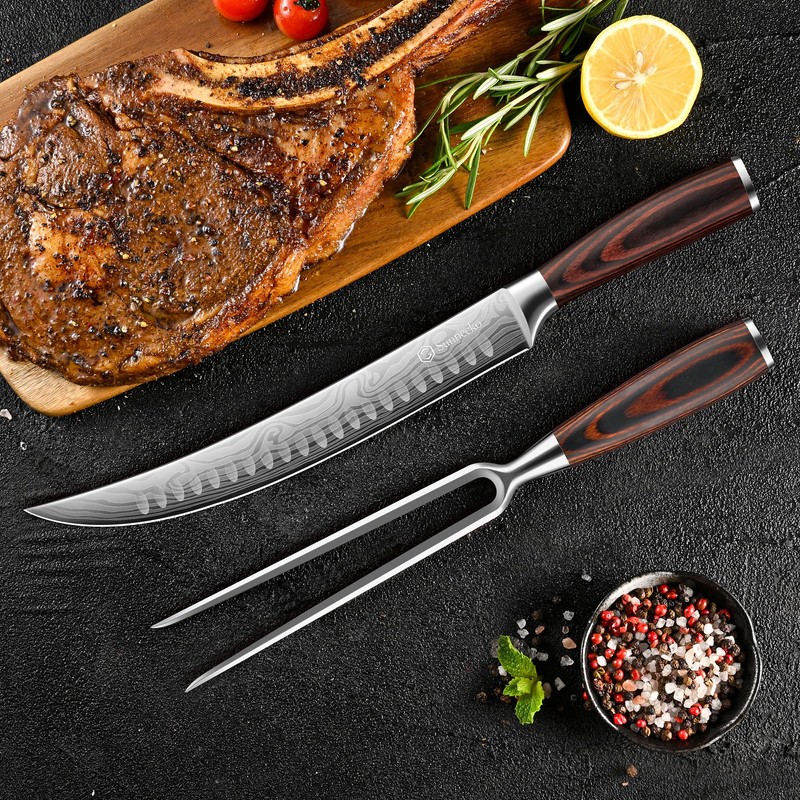 Sunnecko Butcher Knife,Razor Sharp Breaking Knife for Meat Cutting,High Carbon