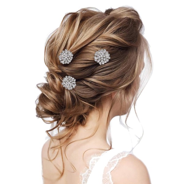 BriLove Wedding Bridal Hair Pin Set Bohemian Flower Cluster 3 Hair Comb Clip Silver-Tone Clear