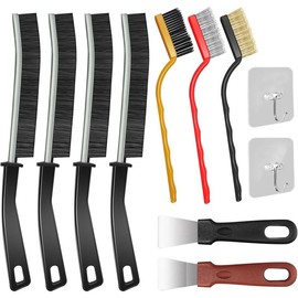 Hard Bristle Crevice Cleaning Brush, 11 count Multifunctional Gap Cleaning Brush Tool Kits for Household, Full Sets Crevice Cleaning Brush for Kitchen Bathroom Toilet Crevice, Practical and Durable - Color: 11 Pcs