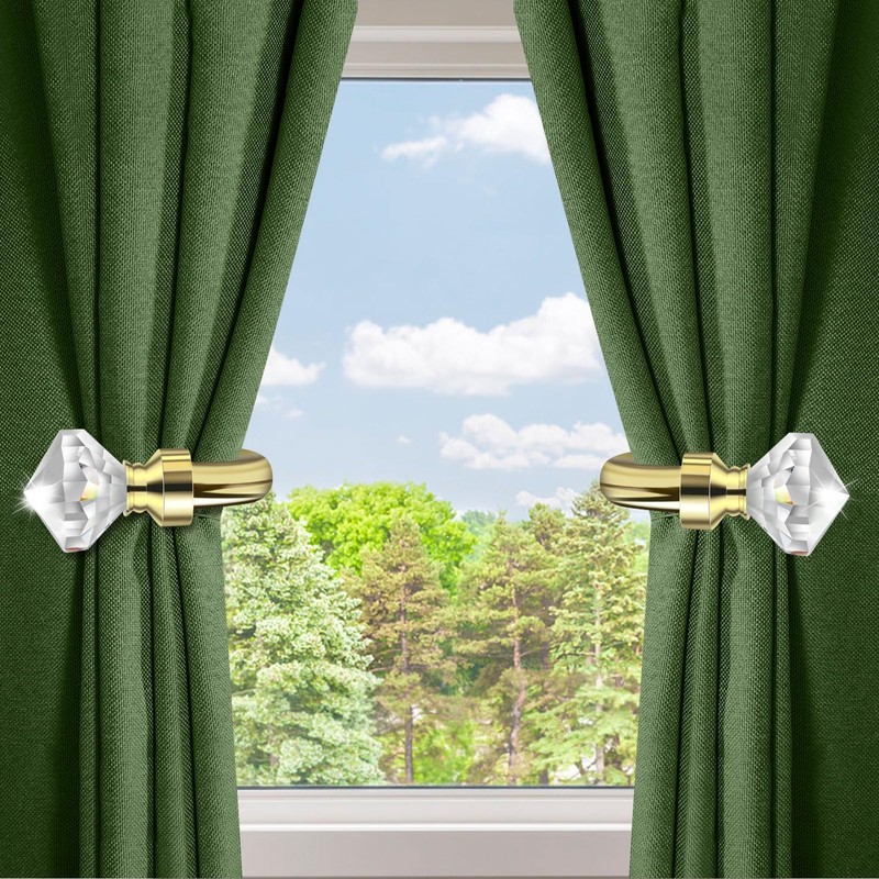 Crystal Metal Curtain Holdbacks 2pcs, Decoration Curtain Tie Back Hooks