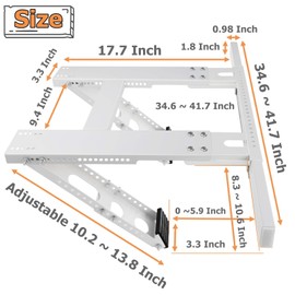 Air Conditional Support Bracket, AC Brackets for Windows No Drilling, Heavy Duty Window AC Support Bracket, Air Conditioner Bracket for Window 2 Arms Support Up to 220lbs AC Window Bracket