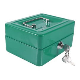 Kippen 10032V1 Cash Box with Coin Compartment, Colour: Green, Dimensions: 150 x 120 x 80 mm