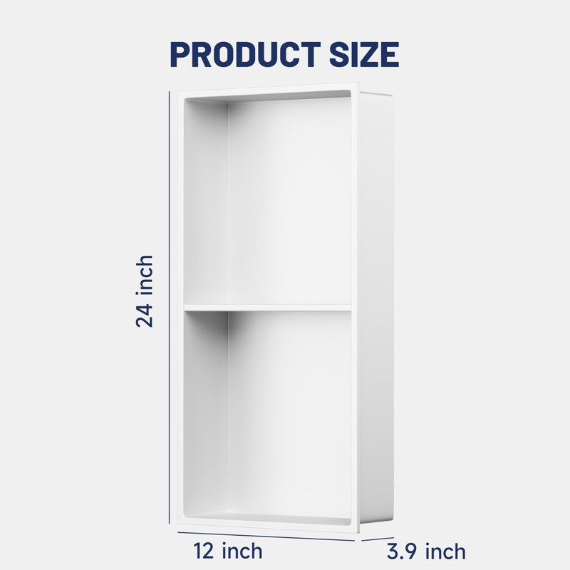 BATHLAVISH Stainless Steel Shower Niche 24" X 12" No Tile
