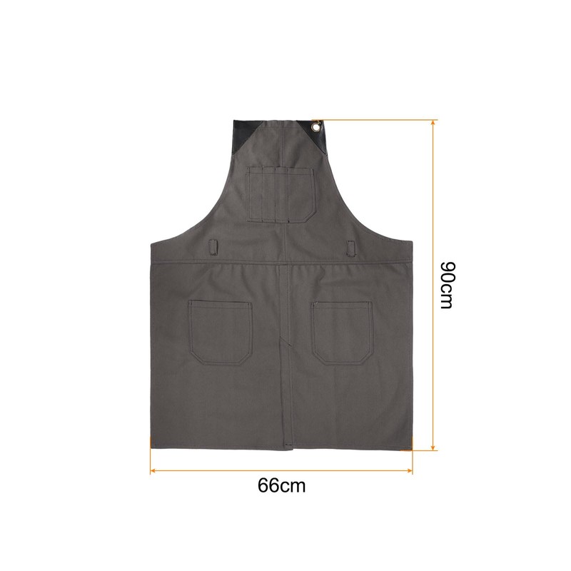 sourcing map No-Tie Twill Apron 84x66cm Split-Leg Leather Reinforcement Adjustable
