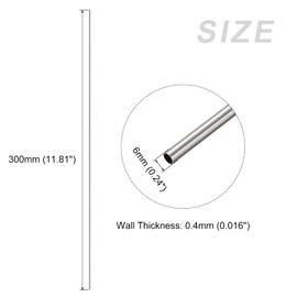 METALLIXITY 4 Pieces 304 Stainless Steel Pipe (6 mm OD x 0.4 mm Wall D x 300 mm L) Straight Hoses - for Household Appliances Machines