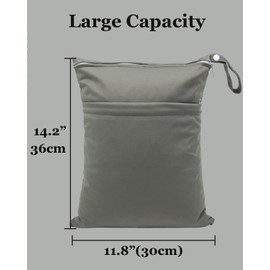 babeine Wet Dry Bag for Baby Cloth Diapers, Waterproof Reusable with Two Zippered Pockets Travel Beach Pool Soiled Baby Items Yoga Gym Bag for Swimsuits or Wet Clothes (purple)