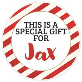 This is a Gift for Jax - Circle Sticker Decal 3 Inch - Candy Cane Merry Christmas Gift Tag Present Tree Holiday Custom Name Santa Claus