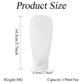 Happyupcity 6 Pcs Empty Refillable Clear Plastic Cosmetic Tubes with White Flip Lid Travel Bottle Sample Container Holder for Facial Cleanser Shampoo Shower Gel