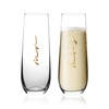 GroomBrideGifts Mr and Mrs Champagne Flutes Set of 2, Bride