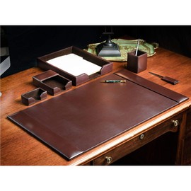 Dacasso Bonded Leather 6-Piece Desk Set, Dark Brown (D3601)