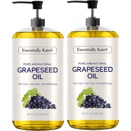 Essentially KateS- Aceite de semilla de uva 33,8 fl oz - Paquete de 2 x 16,9 fl oz - 100 puro y natural y prensado en fro                             