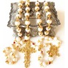 elegantmedical HANDMADE AAA White 9mm Real Pearl Rosary Cross Wire