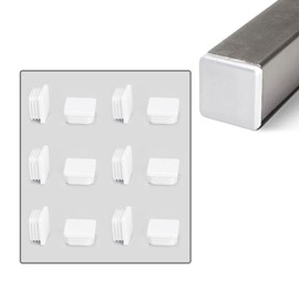 ICSTM Square Plastic Plug,12 Pack Square Plastic Hole Plugs Inserts, End Caps for Metal Tubing Glide Protection from Chair Legs and Other Furniture(White,1.25"/32mm)