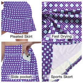 WOWENY Women's Athletic Tennis Skorts Summer Skirts for Women Running Golf Pickleball Skort Active Wear with Pockets(Argyle Pattern,2XL)
