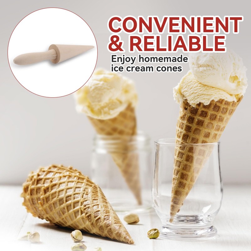 Waffle Cone Roller,Ice Cream Cone Mould,Waffle Cone Maker,Wooden Cone Mold