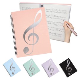 YOHAC Sheet Music File, Supervised by a Professional Pianist, Writable, Pastel Color, A4 (2 Faces, 60 Pages, Salmon Pink)