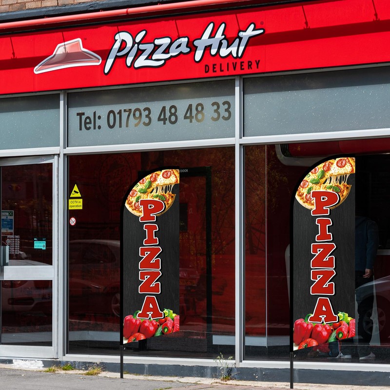 FuWeave 2 Pcs Pizza Advertising Swooper Flag Banner 7ft Feather