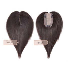 MY-LADY Hair Topper for Women Human Hair for Thinning Hair Loss 7 * 13CM Silk Base 150% Density Real Remy Hair No Bangs Clip in Hair Pieces Straight Hairpiece 8 Inch #02 Dark Brown