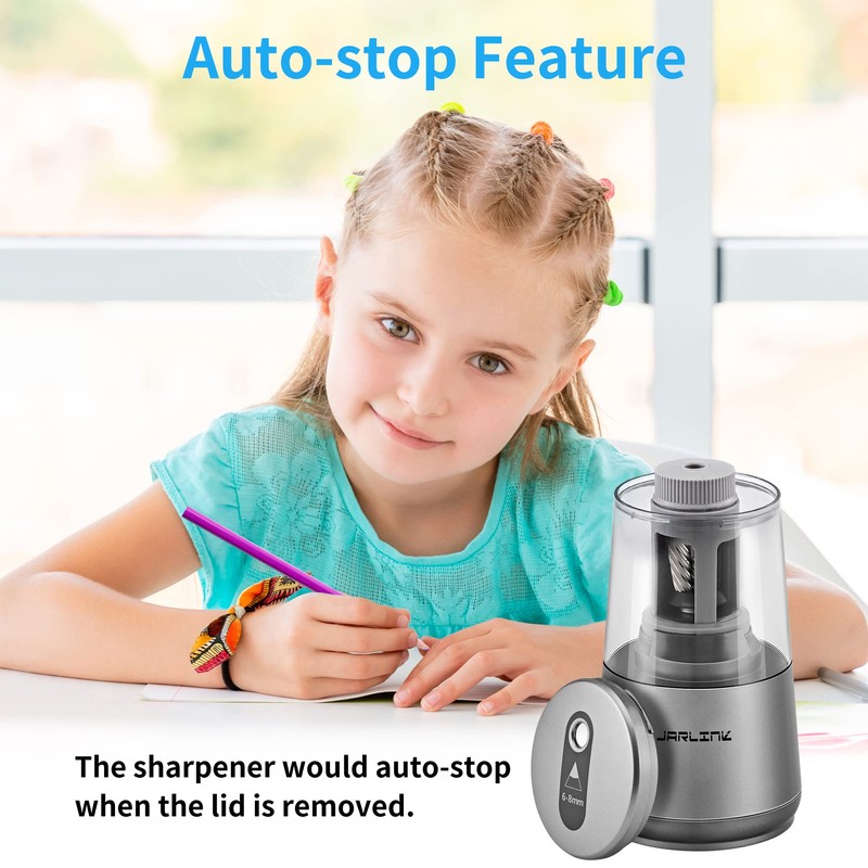 JARLINK Electric Pencil Sharpener, Heavy-Duty Helical Blade to Fast Sharpen,