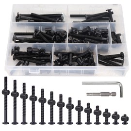 Baby Bed Crib Screws Hardware Replacement Kit, binifiMux 114pcs M6x15/20/25/30/35/40/45/ 50/55/ 60/65/ 70/75/ 80mm Hex Drive Socket Cap Screws Barrel Nuts Assortment Kit for Beds Chairs Furniture