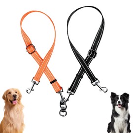Double Dog Lead Multi 2 in 1 - Splitter for 2 Dogs, 360° Rotatable, Adjustable Reflective Nylon Lead, No Tangle, Outdoor Hiking Lead for Puppies, Small, Medium, Running Training for Dog Leads