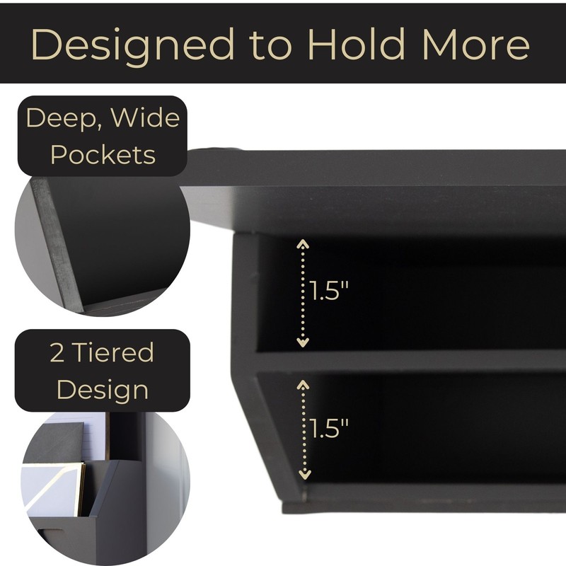 BLU MONACO Mail Organizer Wall Mounted - Grey Wood Wall