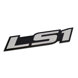 ERPART LS1 Embossed Silver on Black on Highly Polished Silver Real Aluminum Auto Emblem Badge Nameplate Compatible with Chevy Corvette Camaro Pontiac HSV Opel