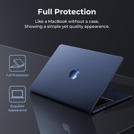 EooCoo [Ultra Thin Armor] Compatible with MacBook Air 13 inch 2024-2022 M3 M2 A3113 A2681, [100% Match Midnight] [Anti-Fingerprint], Air 13.6" Matte Protective Hard Case&Keyboard Skin, Midnight Clear