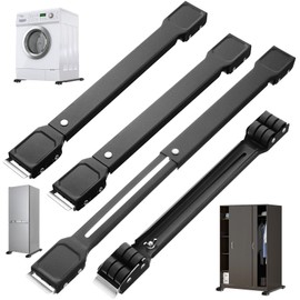 Menkxi 4 Pack Appliance Rollers for Washer and Dryer Heavy Duty Appliance Sliders for Kitchen Appliances Max 28 Inch Extendable Furniture Mover for Washing Machines Dryers Refrigerators(Black)