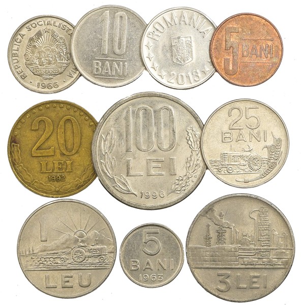 10 Old Coins from Romania. Mixed Romanian BAN BANI LEU