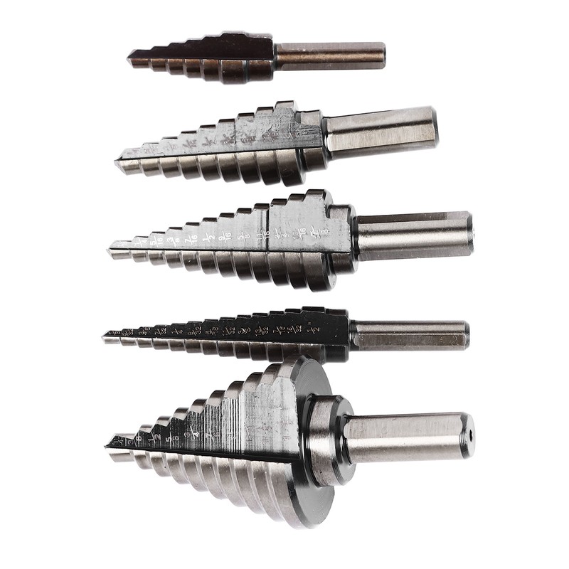 5Pcs Step Drill Bit Set Alloy Steel High Accuracy Multifunctional