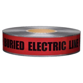 Presco Underground Detectable Tape: 2 in. x 1000 ft. (Red with Black "CAUTION BURIED ELECTRIC LINE BELOW" printing)