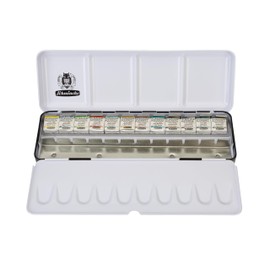 Schmincke - HORADAM® AQUARELL, Best of Super Granulation Set, 12 x 1/2 Pans, 74 635 097, Metal Box, very strong granulating watercolors
