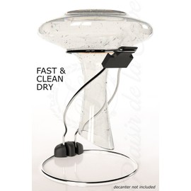 2in1 Wine Decanter Drying Stand – Fast Spotless Carafe Dryer & Compact Folding Rack for Safe Storage - incl. Black Rubber Top (Non Slip & Anti Scratch)