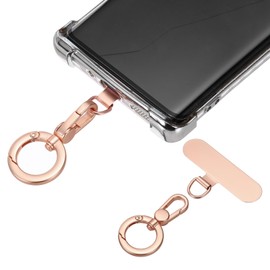 PATIKIL Phone Tether Tab, 2 Pcs Rotatable 360° Double Opening Snap Hooks Cell Phone Lanyard Patch Without Adhesive Phone Strap Replacement Part for All Full Phone Cases, Rose Gold