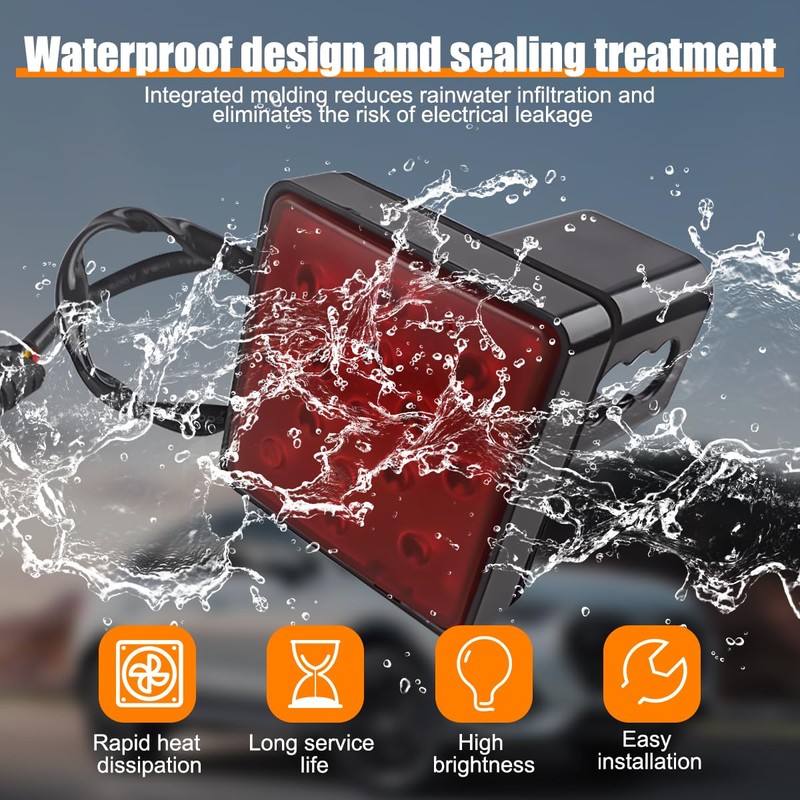 HZEL Trailer Hitch Receiver Cover with 15 LED Brake Lights,