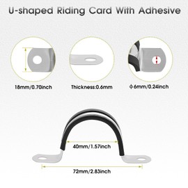 12Pcs 40mm Cable Clamp, Rubber Cushioned 304 Stainless Steel U-Shape Pipe Strap, Anti-Vibration Hose Clamp Tube Holder for Pipe, Tube, Wire