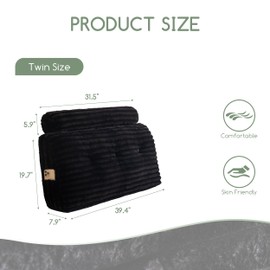 HIGOGOGO Triangular Headboard Wedge Pillow with a Cylindrical Pillow and Memory Foam Filling, Daybed Pillows for Sitting up, Reading or Working with Removable Cover,Twin 39.4"x19.7"