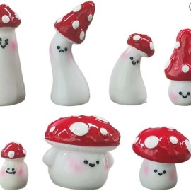 NoBrand 7PCS Mini Mushroom Car Rearview Mirror Accessories, Cute Mushroom Car Dashboard