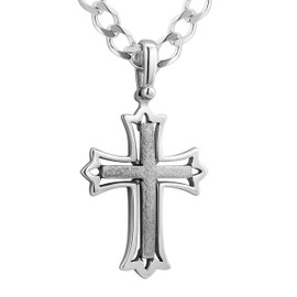 STERLL Men's Necklace 925 Silver Cross Pendant in Sustainable Packaging Small Gifts, Sterling Silver