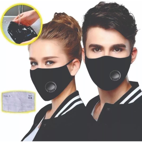 Healowa Cubre Bocas Lavable Válvula 10 Filtros Pm2.5 5 Capas