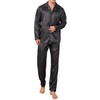 JupiterSecret Men's Silk Pajamas Set Long Sleeve Button-Down Sleepwear With
