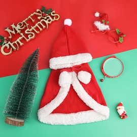 Cat Dog Cape with Red Christmas Hat, Christmas Costume with Bell Strap as Gift, Christmas Costume for Puppies Kitten Cats Small Dogs Pets for Christmas Cosplay Party (Size M)